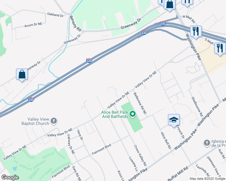 map of restaurants, bars, coffee shops, grocery stores, and more near 2911 La Villas Drive in Knoxville