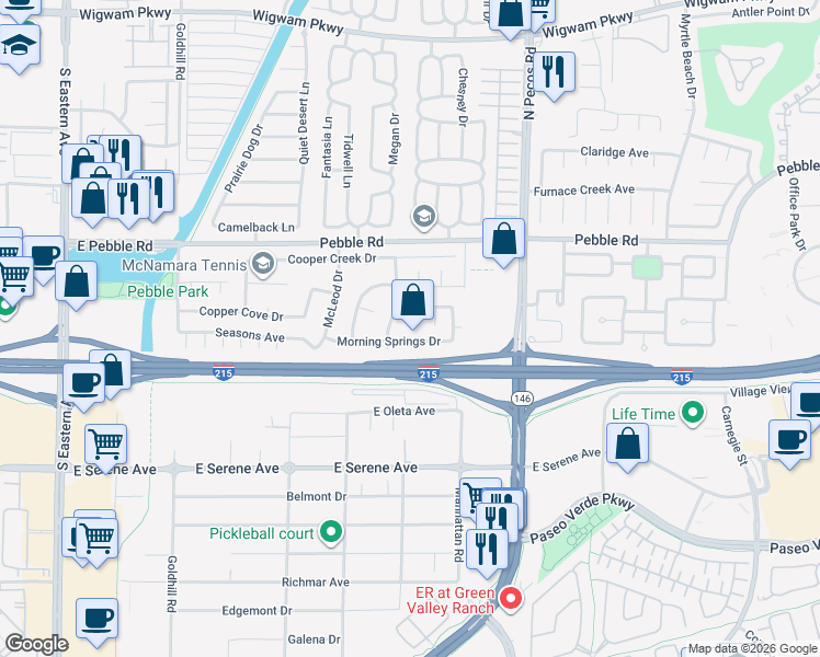map of restaurants, bars, coffee shops, grocery stores, and more near 9057 Trumpet Court in Henderson