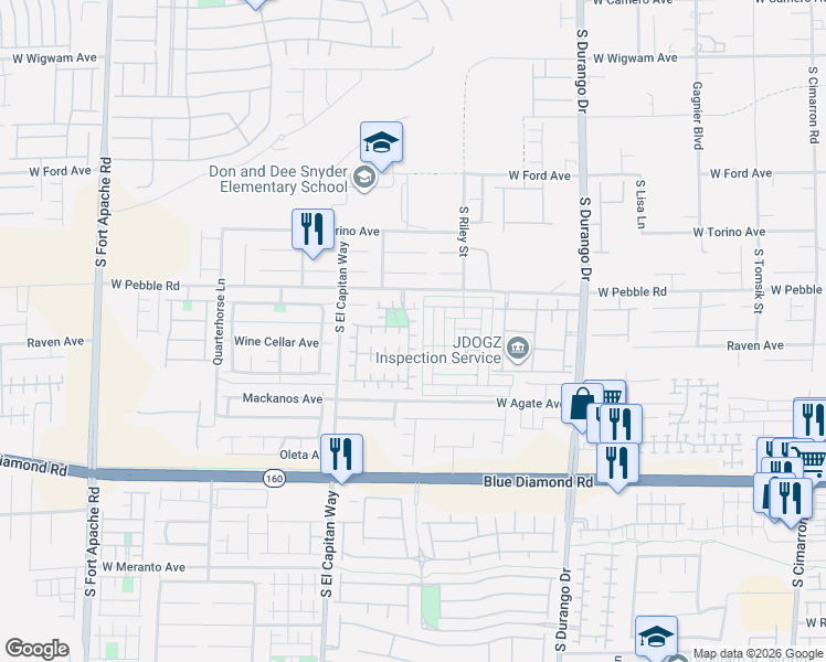 map of restaurants, bars, coffee shops, grocery stores, and more near 8889 South Carradori Avenue in Las Vegas