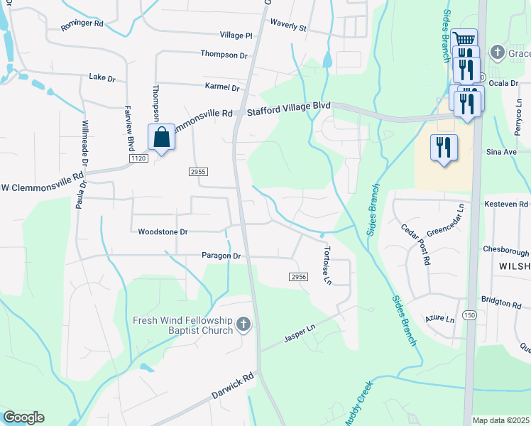 map of restaurants, bars, coffee shops, grocery stores, and more near 132 Tortoise Lane in Winston-Salem
