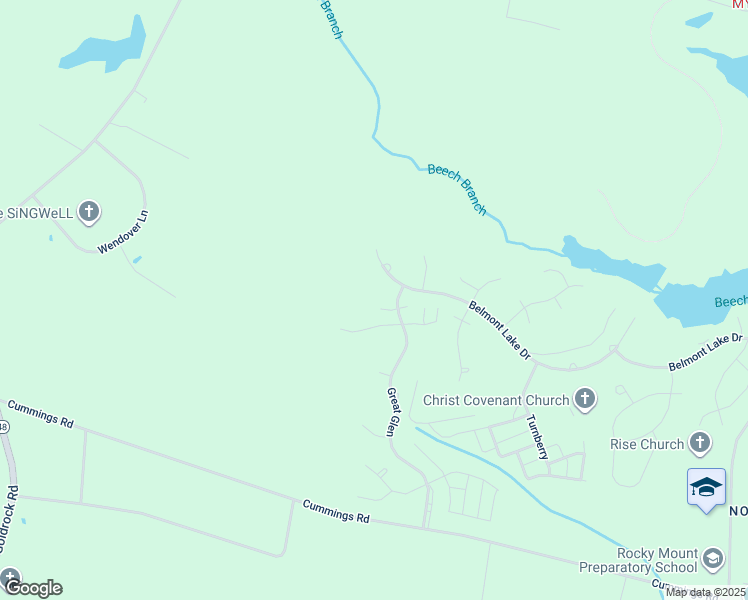 map of restaurants, bars, coffee shops, grocery stores, and more near 100 Tralee in Rocky Mount