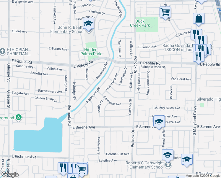 map of restaurants, bars, coffee shops, grocery stores, and more near 9043 Union Gap Road in Las Vegas