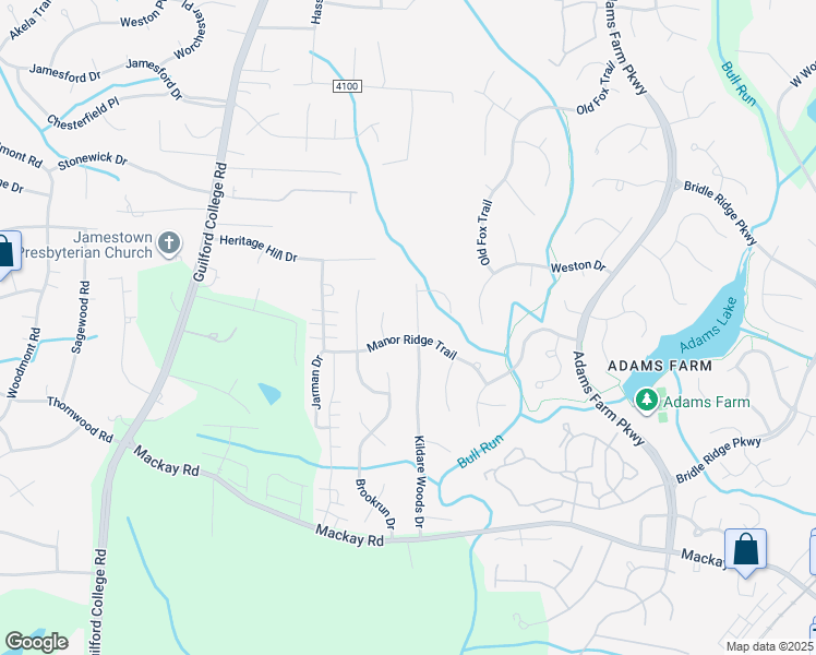 map of restaurants, bars, coffee shops, grocery stores, and more near 1714 Kildare Woods Drive in Greensboro