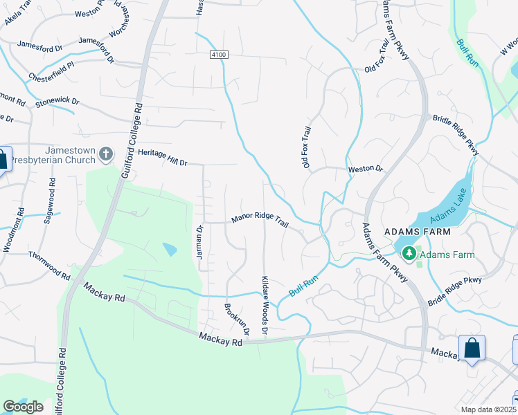 map of restaurants, bars, coffee shops, grocery stores, and more near 1714 Kildare Woods Drive in Greensboro