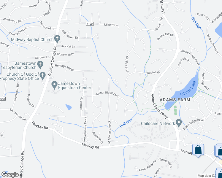 map of restaurants, bars, coffee shops, grocery stores, and more near 1711 Kildare Woods Drive in Greensboro