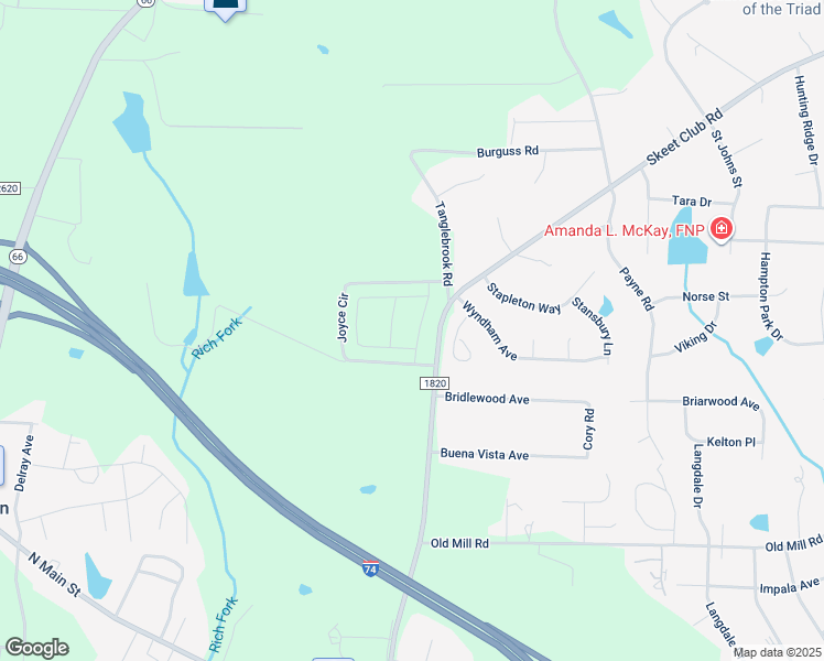 map of restaurants, bars, coffee shops, grocery stores, and more near 3921 Cowen Street in High Point
