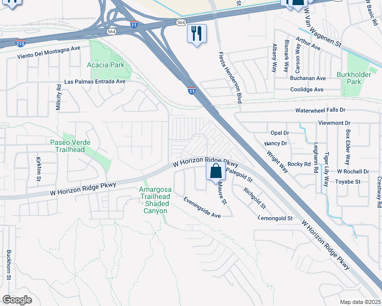 map of restaurants, bars, coffee shops, grocery stores, and more near 85 Brown Swallow Way in Henderson