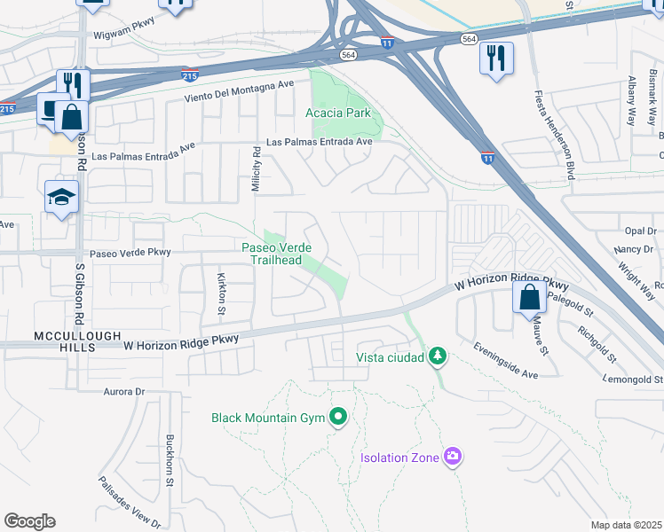 map of restaurants, bars, coffee shops, grocery stores, and more near 124 Mammoth Pools Court in Henderson