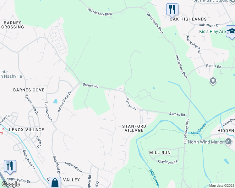 map of restaurants, bars, coffee shops, grocery stores, and more near 1016 Barnes Road in Nashville