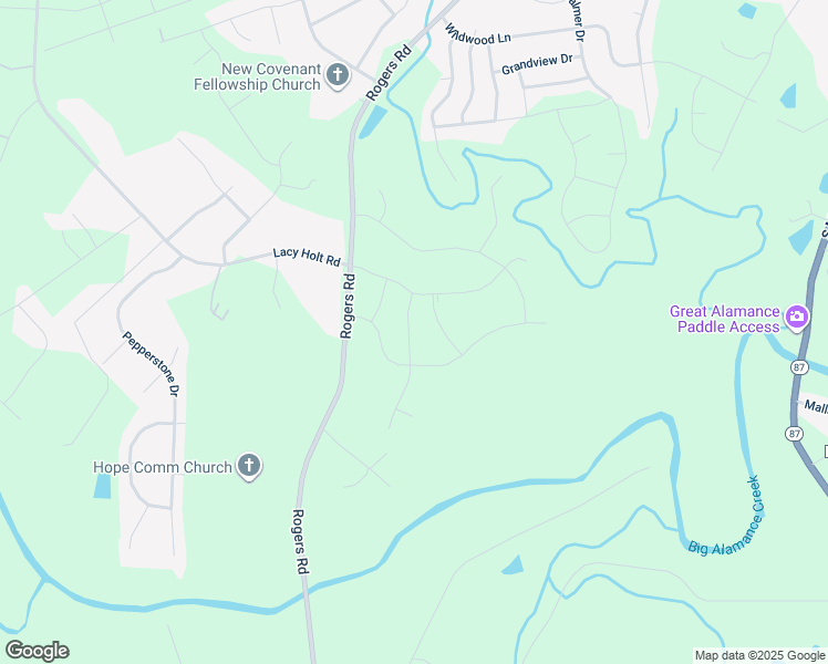 map of restaurants, bars, coffee shops, grocery stores, and more near 2529 Sunfield Drive in Graham
