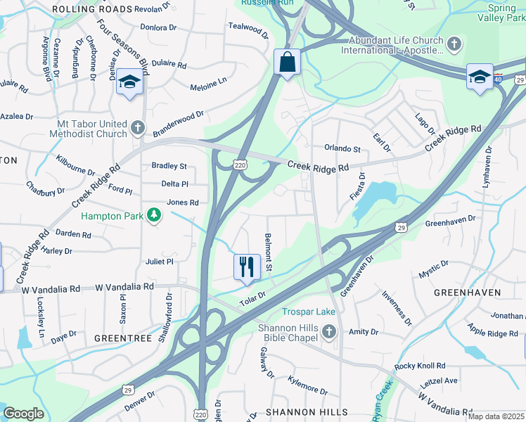 map of restaurants, bars, coffee shops, grocery stores, and more near 2000 Old Jones Road in Greensboro