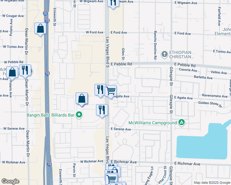 map of restaurants, bars, coffee shops, grocery stores, and more near 9000 South Las Vegas Boulevard in Las Vegas