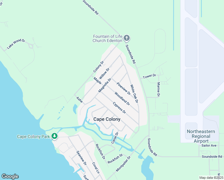 map of restaurants, bars, coffee shops, grocery stores, and more near 313 Woodland Drive in Edenton
