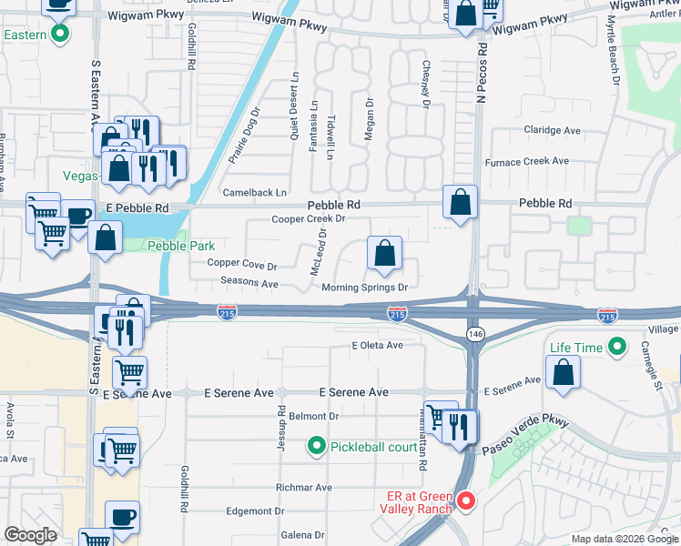 map of restaurants, bars, coffee shops, grocery stores, and more near 9024 Monteloma Way in Henderson