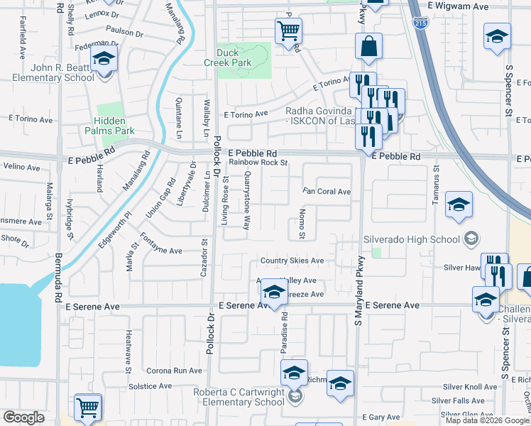 map of restaurants, bars, coffee shops, grocery stores, and more near 980 Sandy Shale Street in Las Vegas