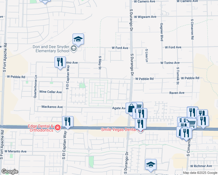 map of restaurants, bars, coffee shops, grocery stores, and more near 8985 South Durango Drive in Las Vegas