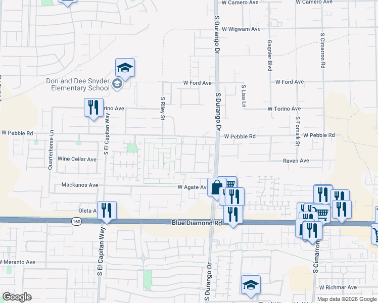 map of restaurants, bars, coffee shops, grocery stores, and more near 8985 South Durango Drive in Las Vegas