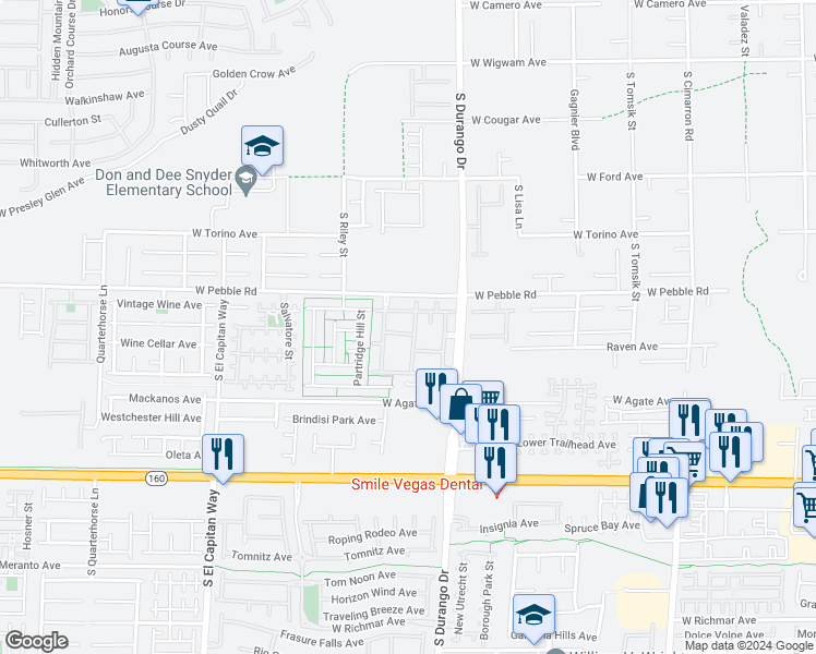 map of restaurants, bars, coffee shops, grocery stores, and more near 8985 South Durango Drive in Las Vegas
