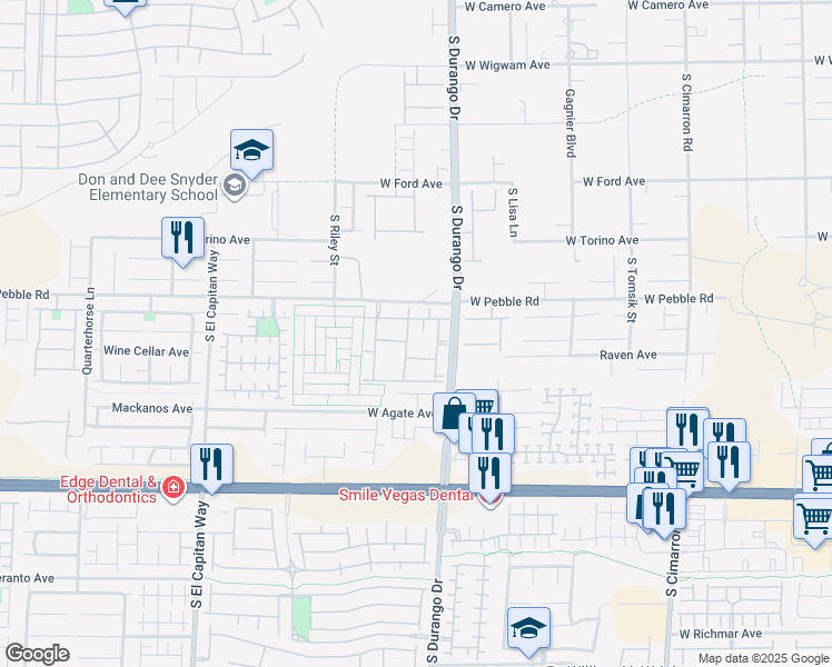 map of restaurants, bars, coffee shops, grocery stores, and more near 8985 South Durango Drive in Las Vegas
