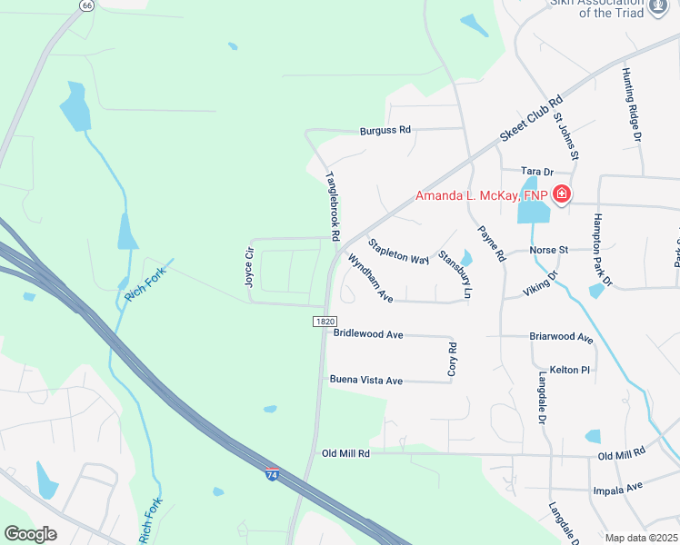 map of restaurants, bars, coffee shops, grocery stores, and more near 122 Wyndham Court in High Point