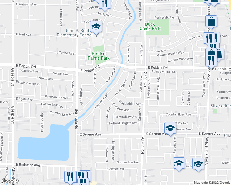 map of restaurants, bars, coffee shops, grocery stores, and more near 9061 Union Gap Road in Las Vegas