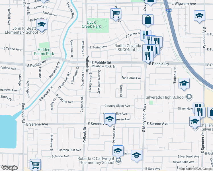 map of restaurants, bars, coffee shops, grocery stores, and more near 980 Sandy Shale Street in Las Vegas