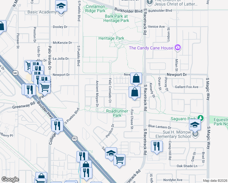 map of restaurants, bars, coffee shops, grocery stores, and more near 840 Candido Garcia Avenue in Henderson