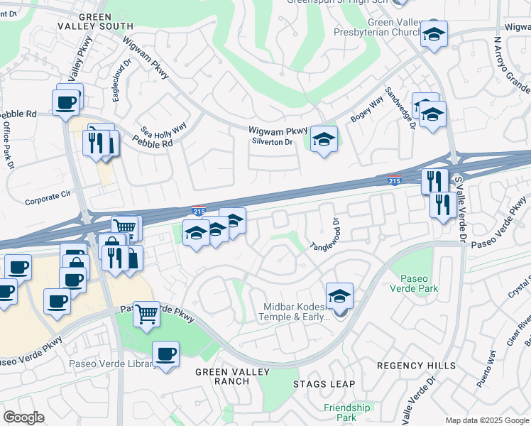 map of restaurants, bars, coffee shops, grocery stores, and more near 2002 Saddle Ridge Avenue in Henderson