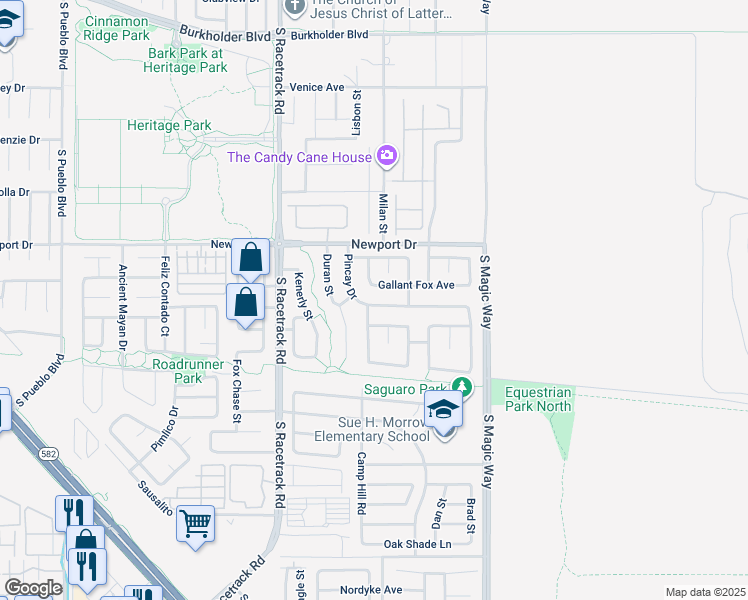 map of restaurants, bars, coffee shops, grocery stores, and more near 1104 Pincay Drive in Henderson