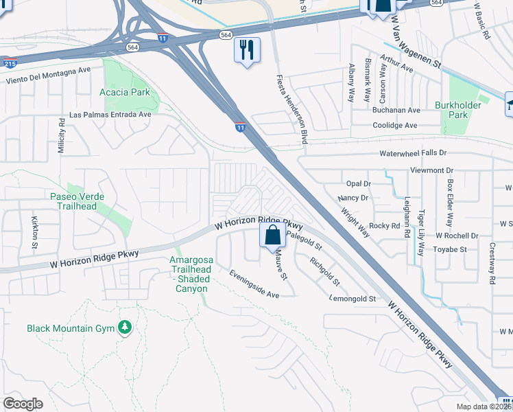 map of restaurants, bars, coffee shops, grocery stores, and more near 63 Brown Swallow Way in Henderson