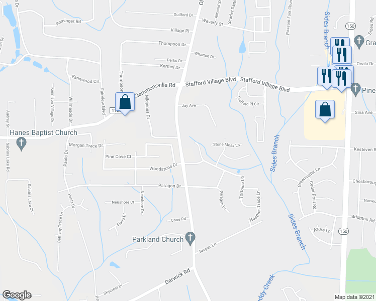 map of restaurants, bars, coffee shops, grocery stores, and more near 2715 Old Salisbury Road in Winston-Salem
