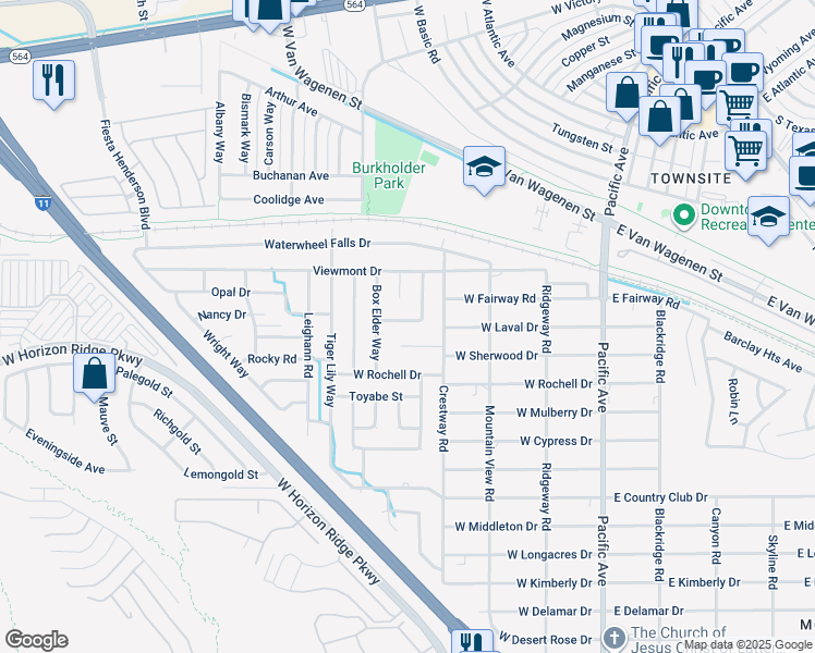 map of restaurants, bars, coffee shops, grocery stores, and more near 428 Daffodil Drive in Henderson