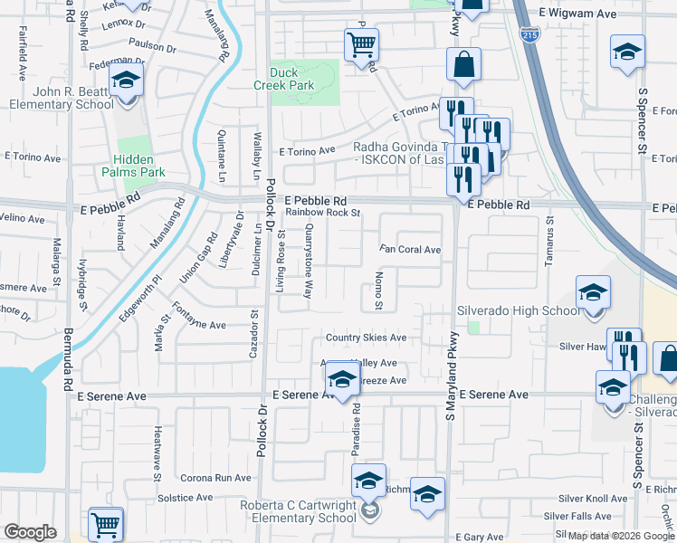 map of restaurants, bars, coffee shops, grocery stores, and more near 980 Sandy Shale Street in Las Vegas