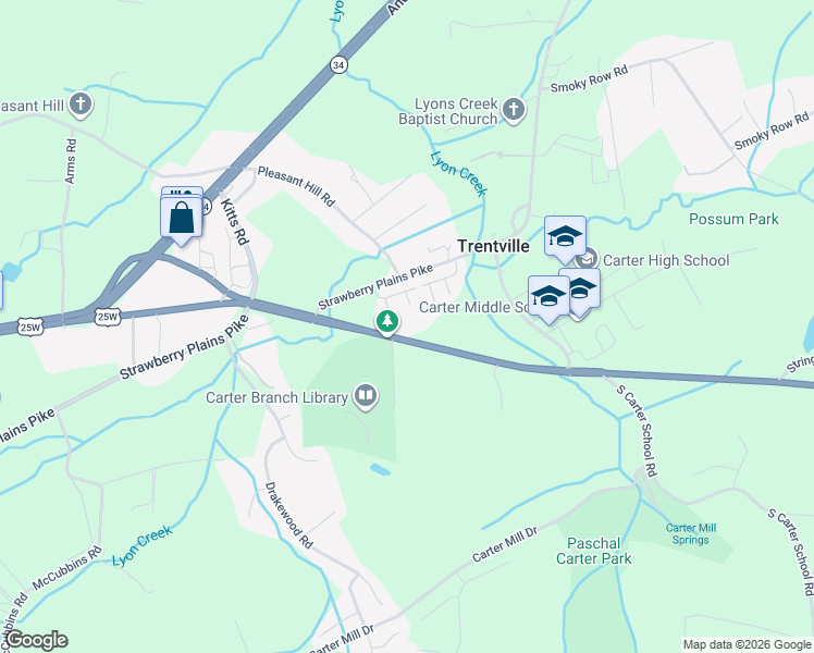 map of restaurants, bars, coffee shops, grocery stores, and more near 9101 Asheville Highway in Knoxville