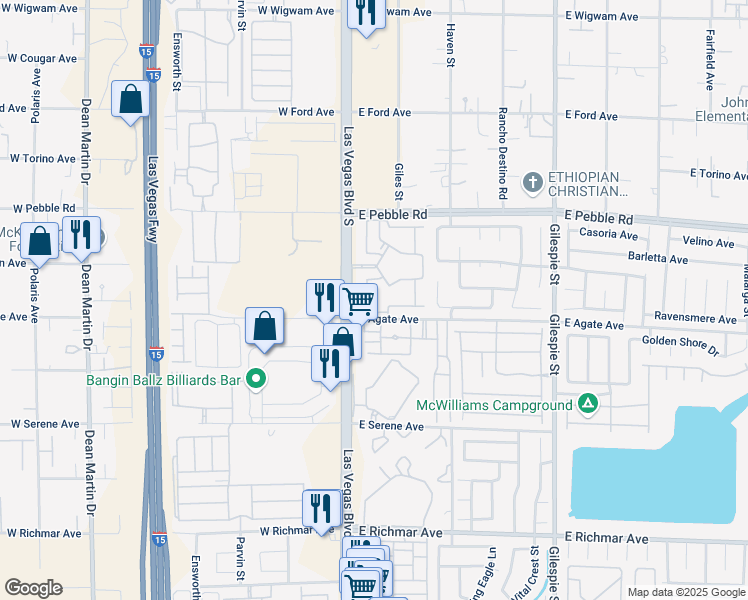 map of restaurants, bars, coffee shops, grocery stores, and more near 9000 South Las Vegas Boulevard in Las Vegas