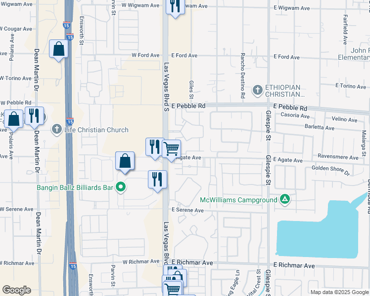 map of restaurants, bars, coffee shops, grocery stores, and more near 9000 South Las Vegas Boulevard in Las Vegas