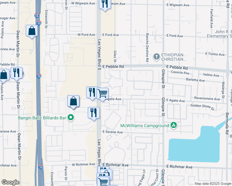 map of restaurants, bars, coffee shops, grocery stores, and more near 9000 South Las Vegas Boulevard in Las Vegas