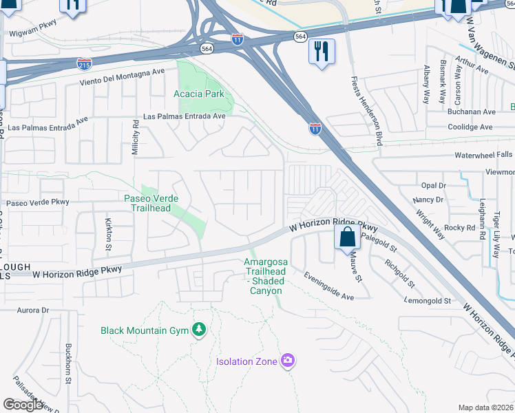 map of restaurants, bars, coffee shops, grocery stores, and more near 189 Carlsbad Caverns Street in Henderson