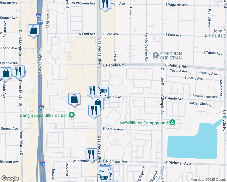 map of restaurants, bars, coffee shops, grocery stores, and more near 9000 South Las Vegas Boulevard in Las Vegas