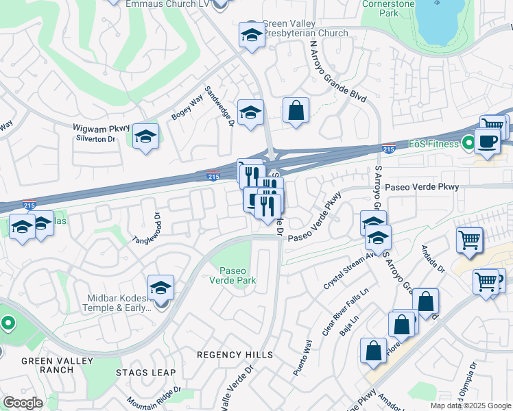 map of restaurants, bars, coffee shops, grocery stores, and more near 1841 Poetic Valley Circle in Henderson