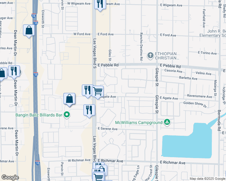 map of restaurants, bars, coffee shops, grocery stores, and more near 9000 South Las Vegas Boulevard in Las Vegas