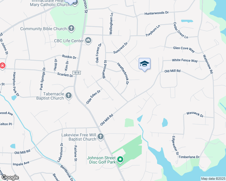 map of restaurants, bars, coffee shops, grocery stores, and more near 3603 Blairwood Street in High Point