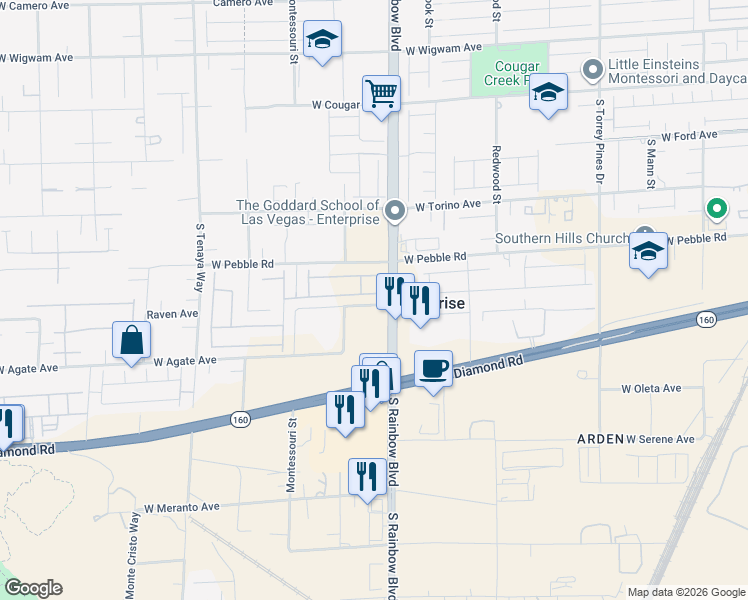 map of restaurants, bars, coffee shops, grocery stores, and more near 6929 Cottage Vista Avenue in Las Vegas