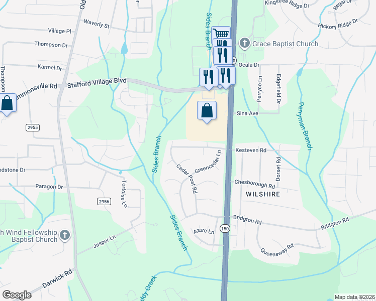 map of restaurants, bars, coffee shops, grocery stores, and more near 1638 Kesteven Road in Winston-Salem