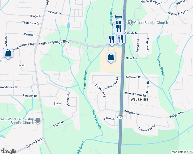 map of restaurants, bars, coffee shops, grocery stores, and more near 1658 Kesteven Road in Winston-Salem
