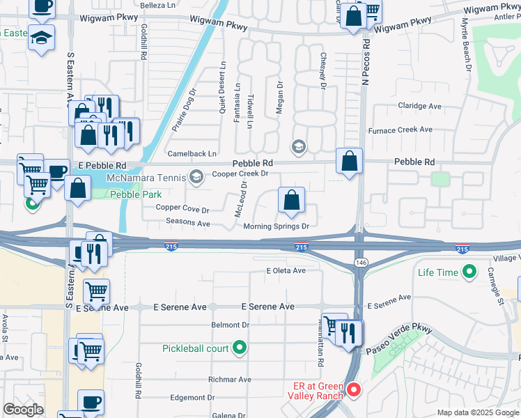 map of restaurants, bars, coffee shops, grocery stores, and more near 9024 Monteloma Way in Henderson