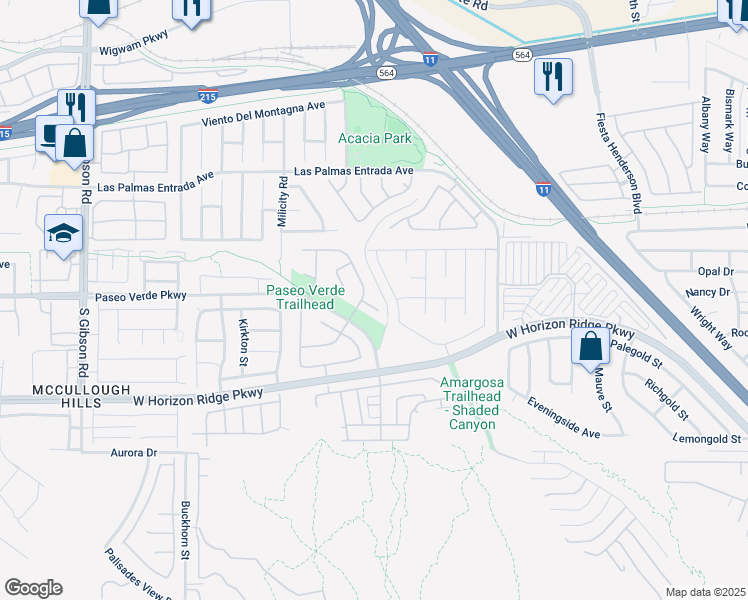 map of restaurants, bars, coffee shops, grocery stores, and more near 124 Mammoth Pools Court in Henderson