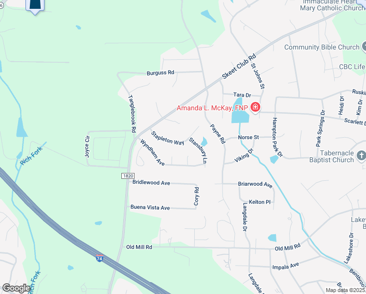 map of restaurants, bars, coffee shops, grocery stores, and more near 208 Stapleton Way in High Point