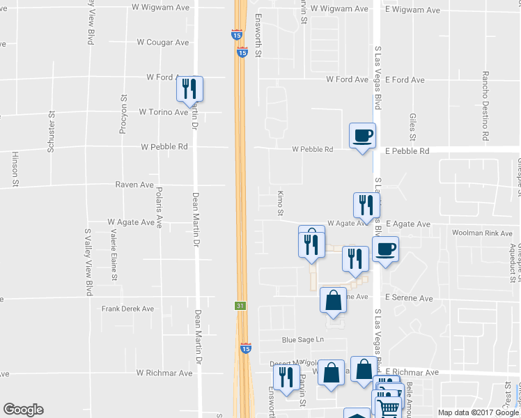 map of restaurants, bars, coffee shops, grocery stores, and more near 2809 Serenidad Drive in Las Vegas