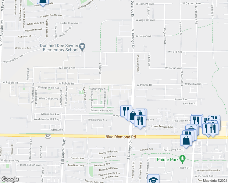 map of restaurants, bars, coffee shops, grocery stores, and more near 8985 South Durango Drive in Las Vegas